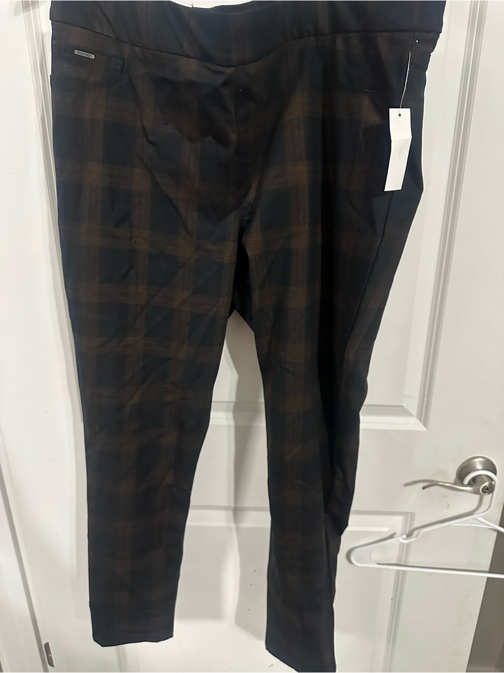 Nine West Womens Black & Brown Plaid Dress Pants